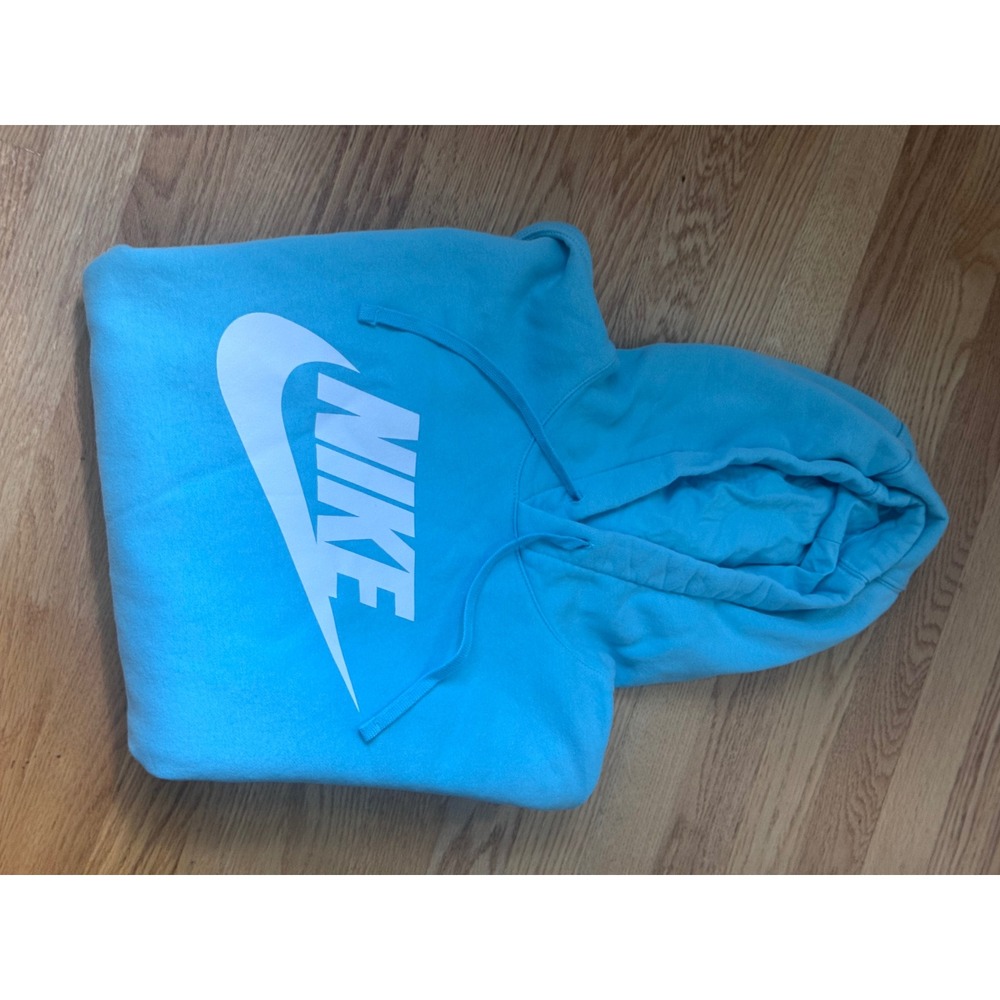 Nike Hoodie Men's Large Blue Aqua Pullover Big Logo Pocket